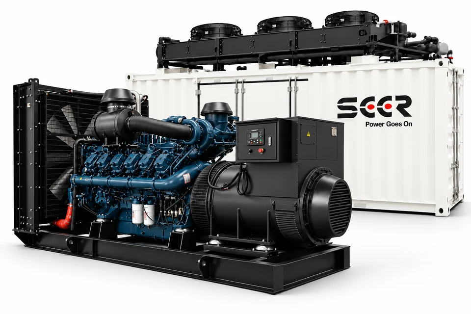 1,250–1,875 kVA open-frame diesel generator and SEER containerized generator