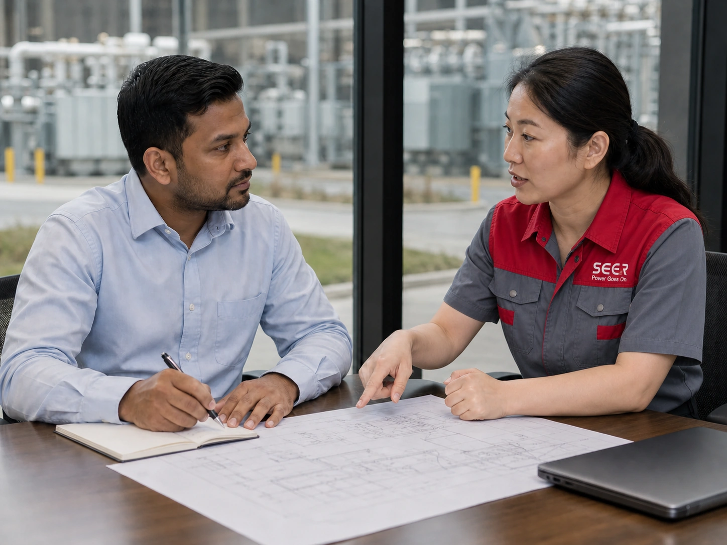 Market and technical professionals reviewing application requirements together