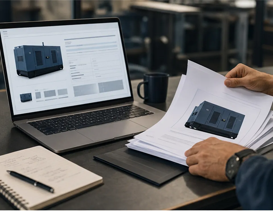 Two people reviewing a tablet in a warehouse