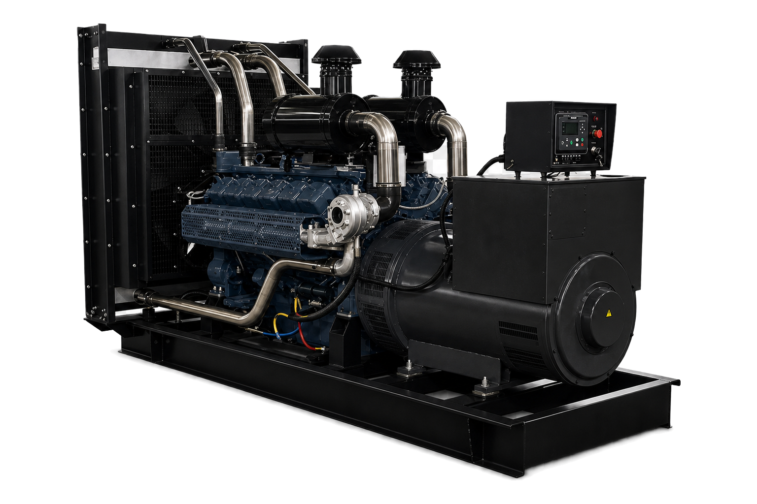 750–1,250 kVA open diesel generator set, three-quarter view