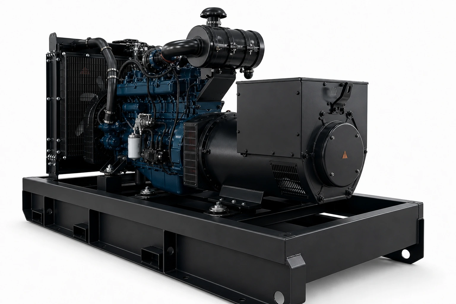 125–375 kVA open diesel generator set from the alternator end