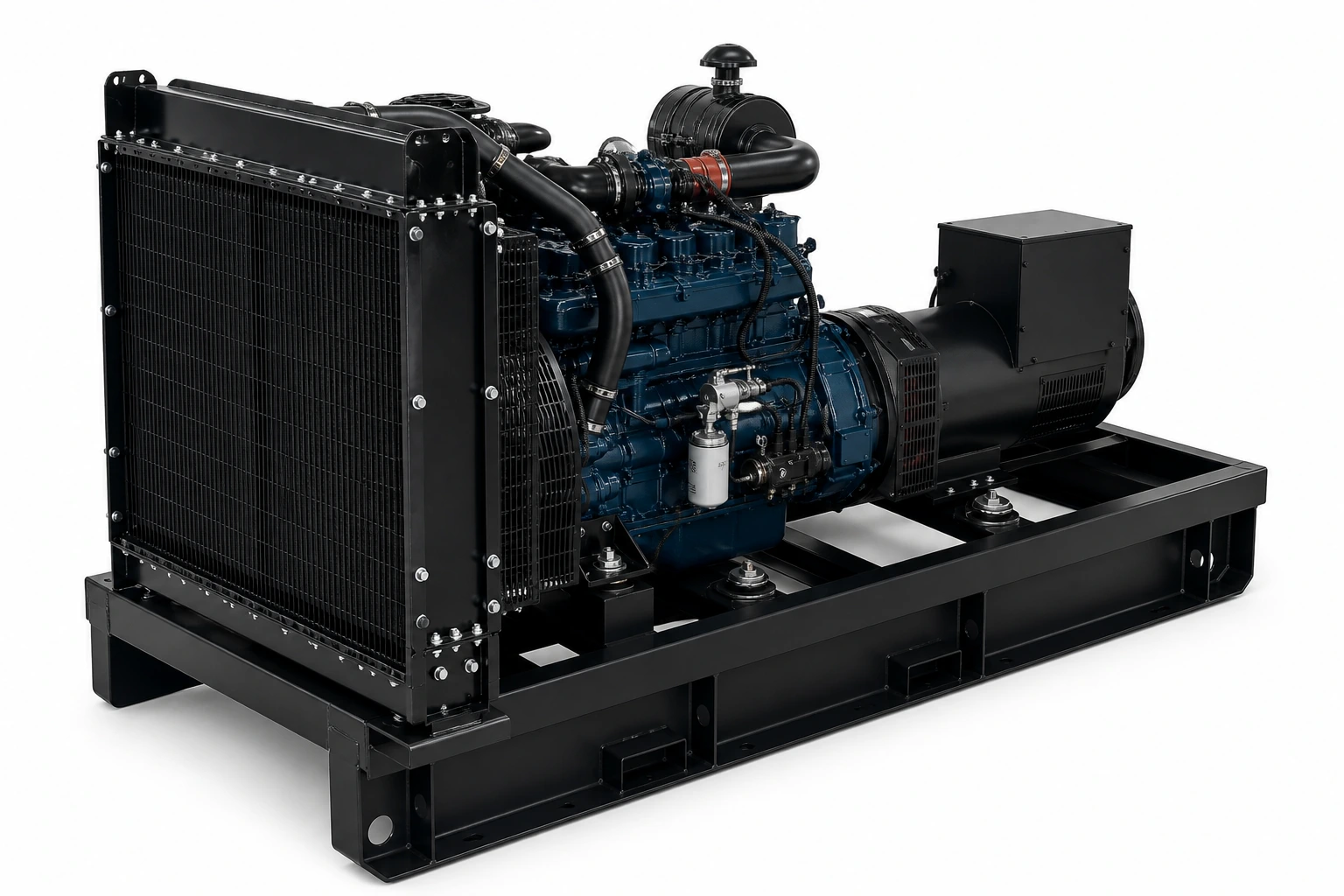 125–375 kVA open diesel generator set from the radiator end