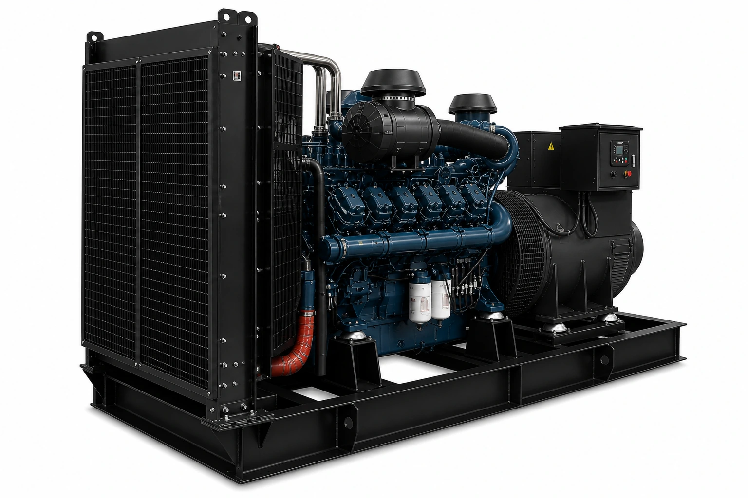 1,250–1,875 kVA open diesel generator set from the radiator end