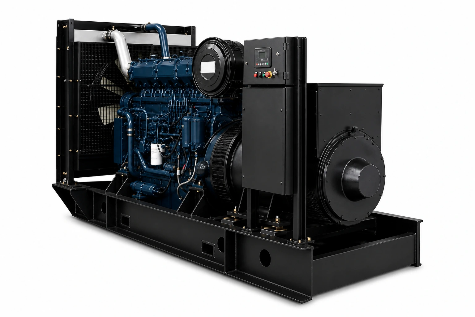 375–750 kVA open diesel generator set from the alternator and control end