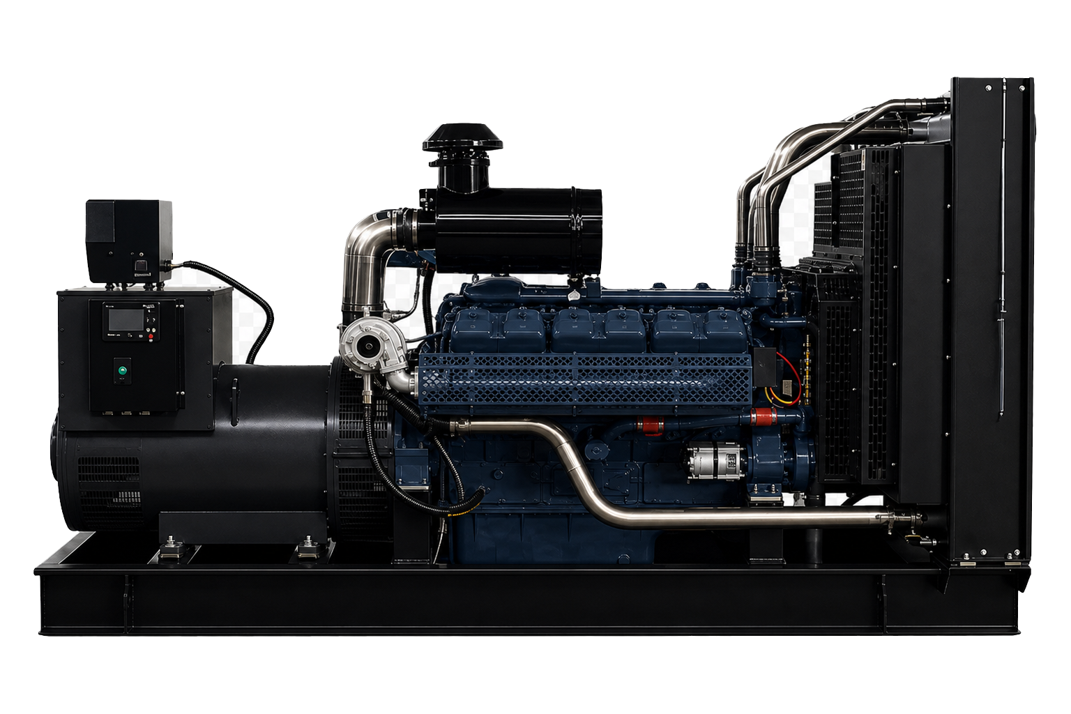 750–1,250 kVA open diesel generator set, side view