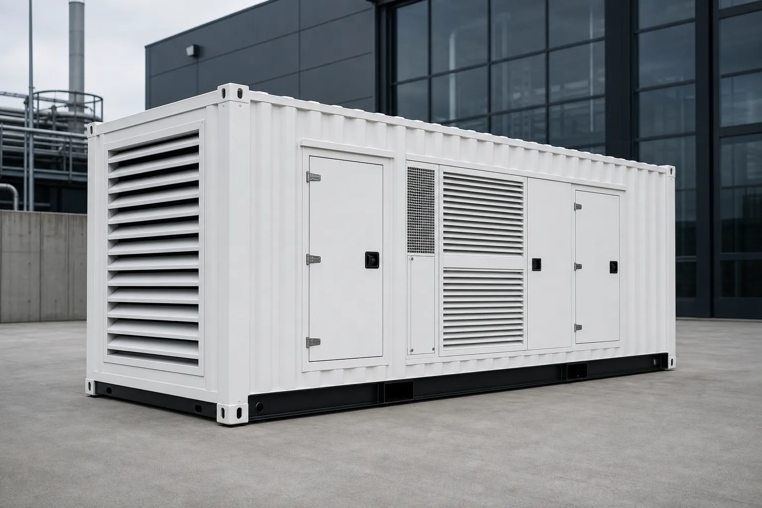 Containerized diesel generator enclosure