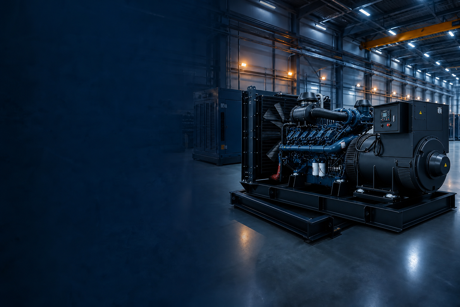 White sound-attenuated diesel generator enclosure