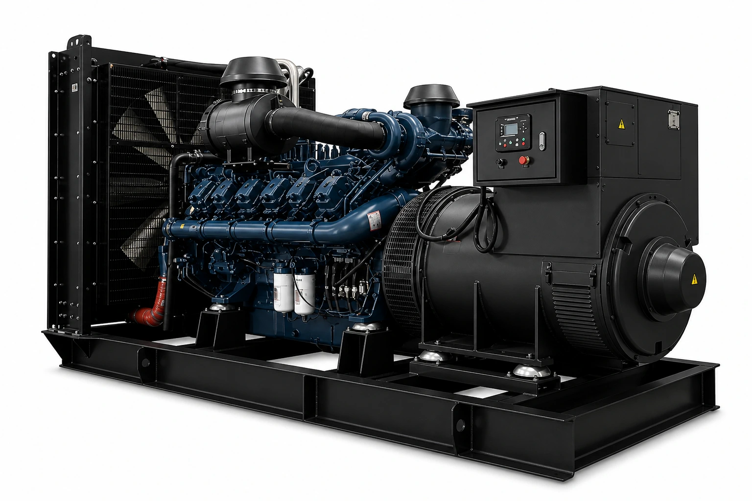 1,250–1,875 kVA open diesel generator set, three-quarter view
