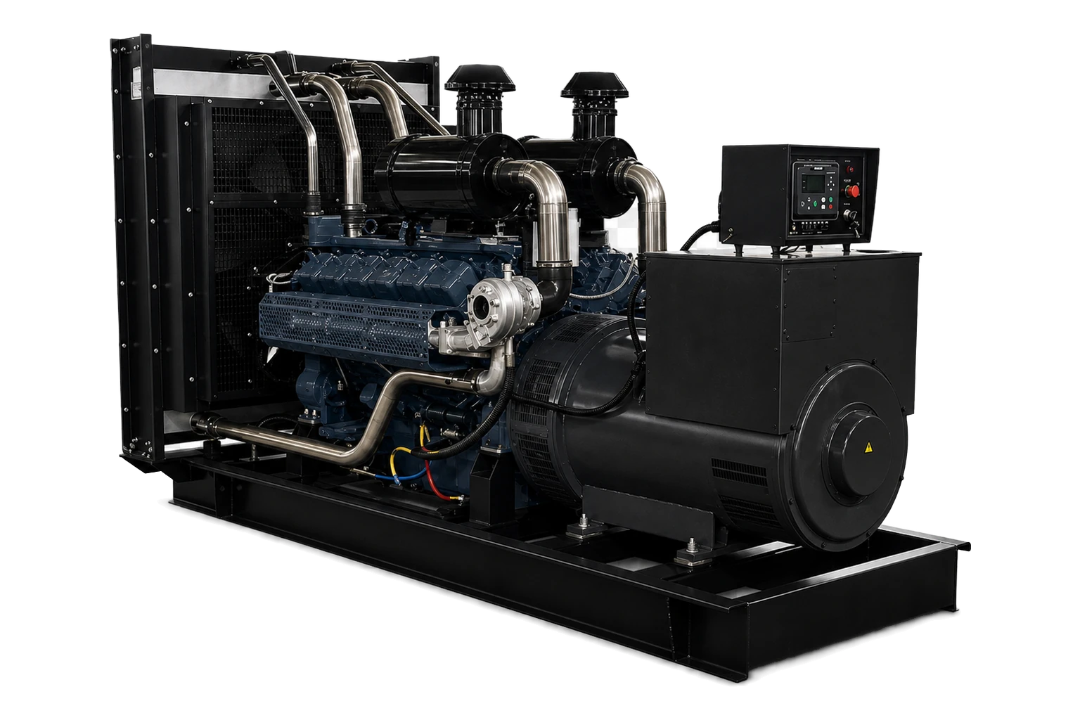 750–1,250 kVA open diesel generator set, three-quarter view